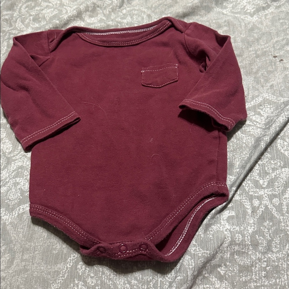 Burgundy Long Sleeve Baby Onesie